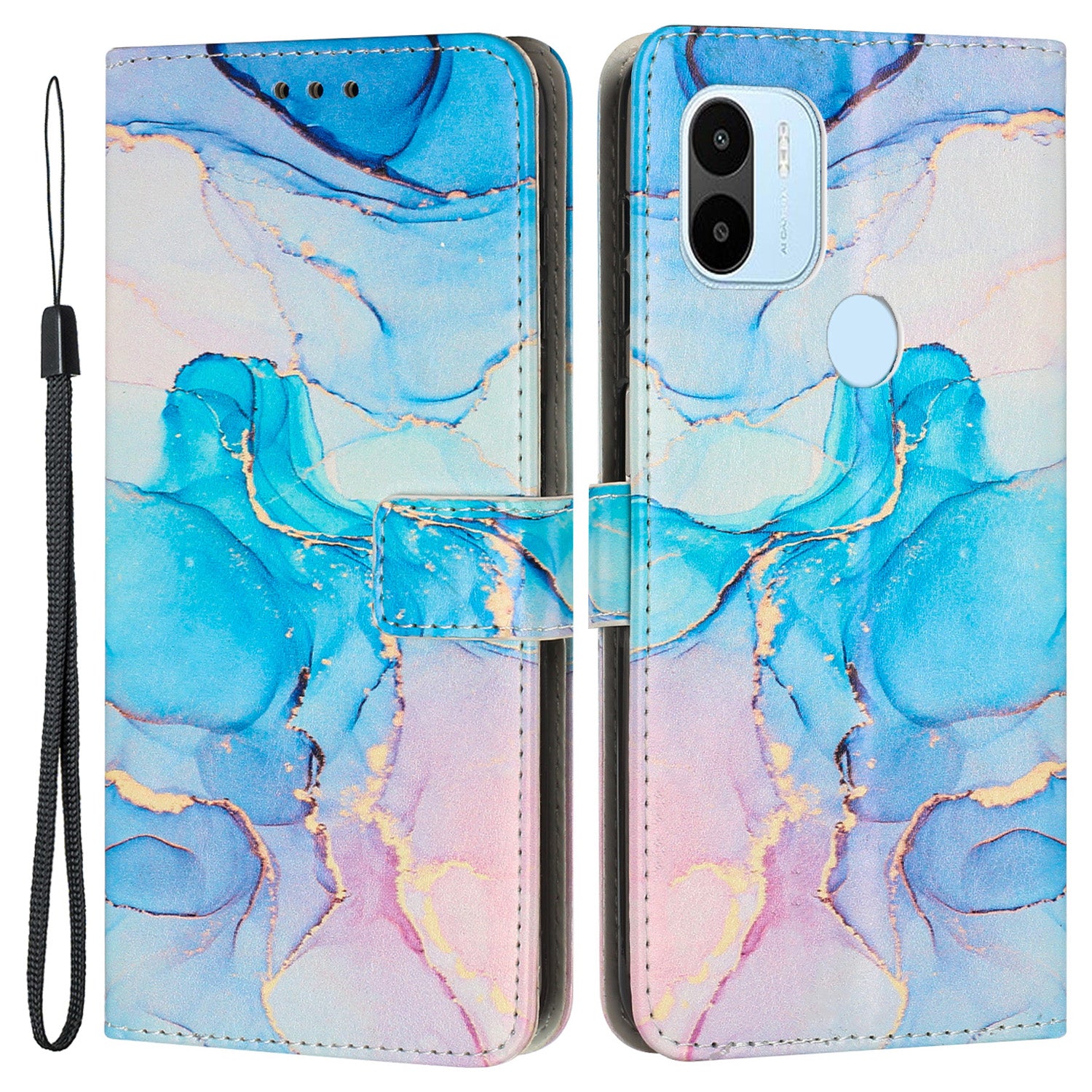 For Xiaomi Redmi A1 4G A2 4G Poco C50 4G Leather Phone Case Marble Pattern Printing Wallet Phone Stand Cover with Strap For Xiaomi Redmi A1 4G A2 4G Poco C50 4G Leather Phone Case Marble Pattern Printing Wallet Phone Stand Cover with Strap